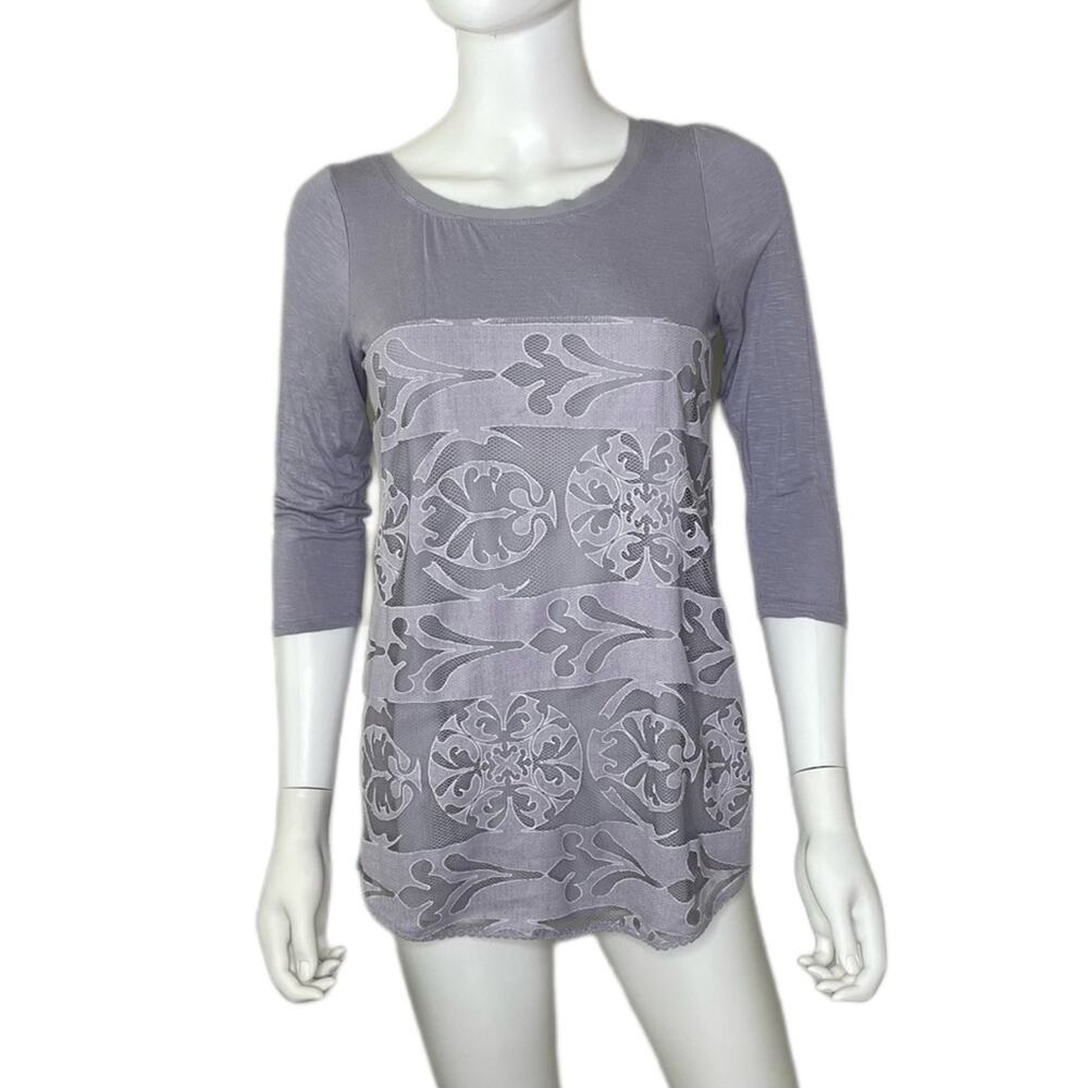 Meadow Rue for Anthropologie Women's Gray Capriccio Eyelet Lace Tunic Top sz XS